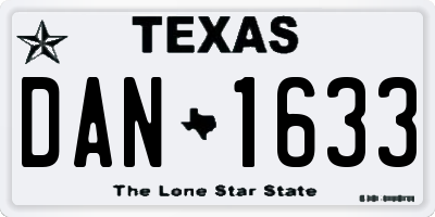TX license plate DAN1633