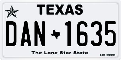 TX license plate DAN1635