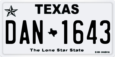 TX license plate DAN1643