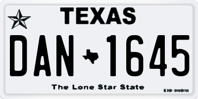 TX license plate DAN1645