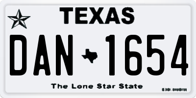 TX license plate DAN1654