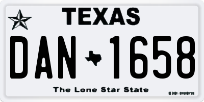 TX license plate DAN1658