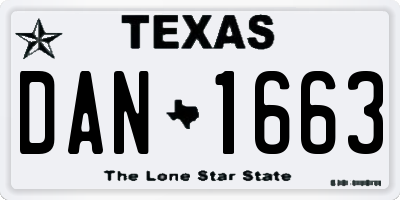 TX license plate DAN1663