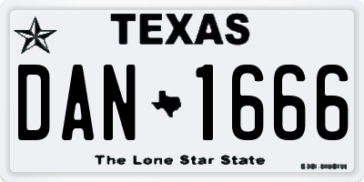 TX license plate DAN1666