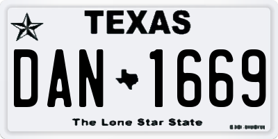 TX license plate DAN1669