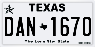 TX license plate DAN1670
