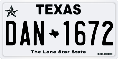 TX license plate DAN1672