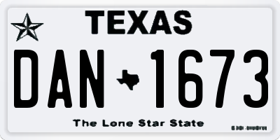 TX license plate DAN1673