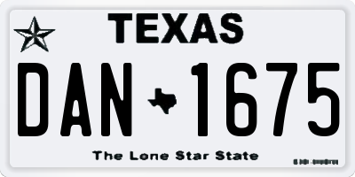 TX license plate DAN1675