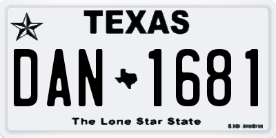 TX license plate DAN1681