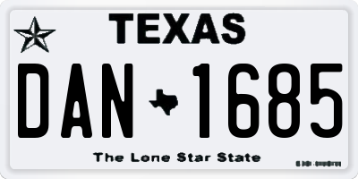 TX license plate DAN1685