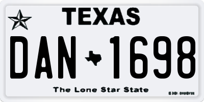 TX license plate DAN1698