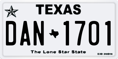 TX license plate DAN1701