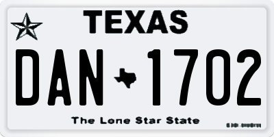 TX license plate DAN1702
