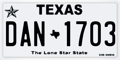 TX license plate DAN1703