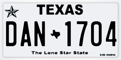 TX license plate DAN1704