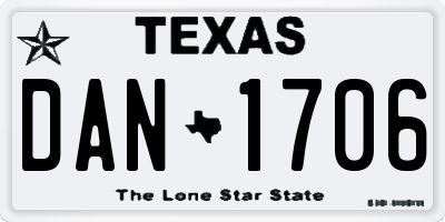 TX license plate DAN1706
