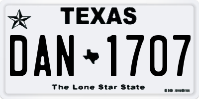 TX license plate DAN1707