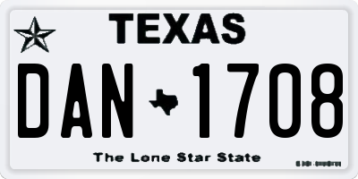 TX license plate DAN1708