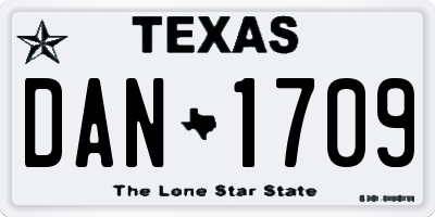 TX license plate DAN1709