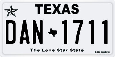 TX license plate DAN1711