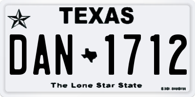 TX license plate DAN1712