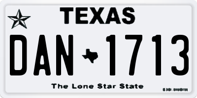 TX license plate DAN1713