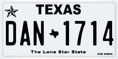 TX license plate DAN1714