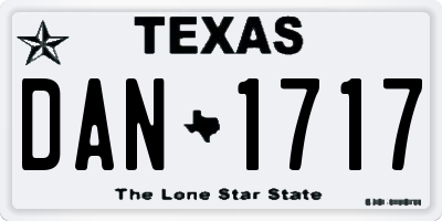 TX license plate DAN1717