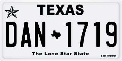 TX license plate DAN1719