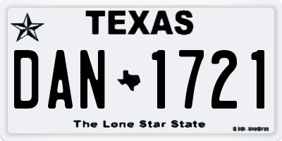 TX license plate DAN1721