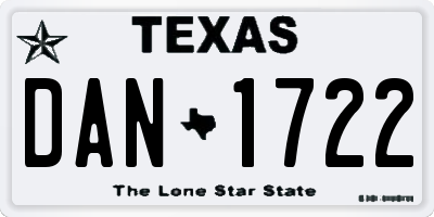 TX license plate DAN1722