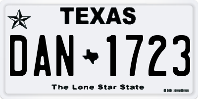 TX license plate DAN1723