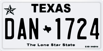 TX license plate DAN1724