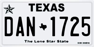 TX license plate DAN1725