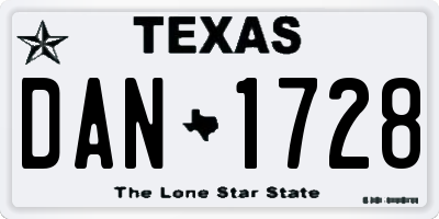 TX license plate DAN1728