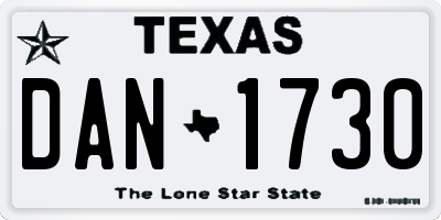TX license plate DAN1730