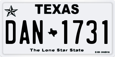 TX license plate DAN1731