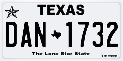 TX license plate DAN1732