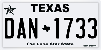 TX license plate DAN1733