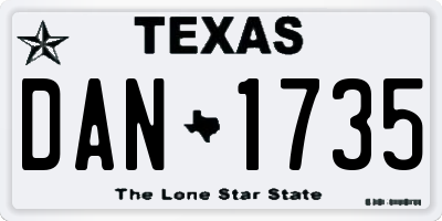 TX license plate DAN1735