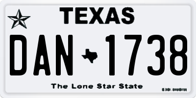 TX license plate DAN1738