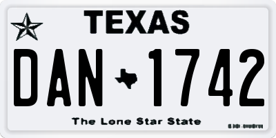 TX license plate DAN1742