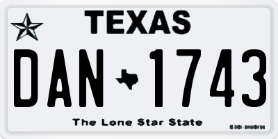 TX license plate DAN1743