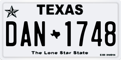 TX license plate DAN1748