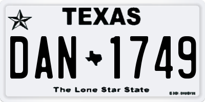 TX license plate DAN1749
