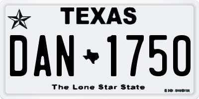 TX license plate DAN1750