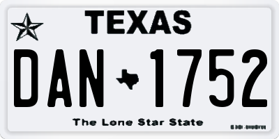 TX license plate DAN1752