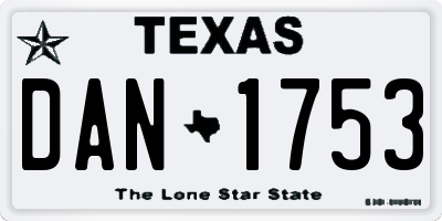 TX license plate DAN1753