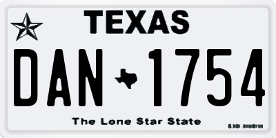 TX license plate DAN1754